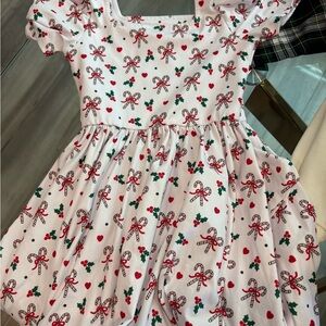 Candy Cane Print Kids Casual Dress
